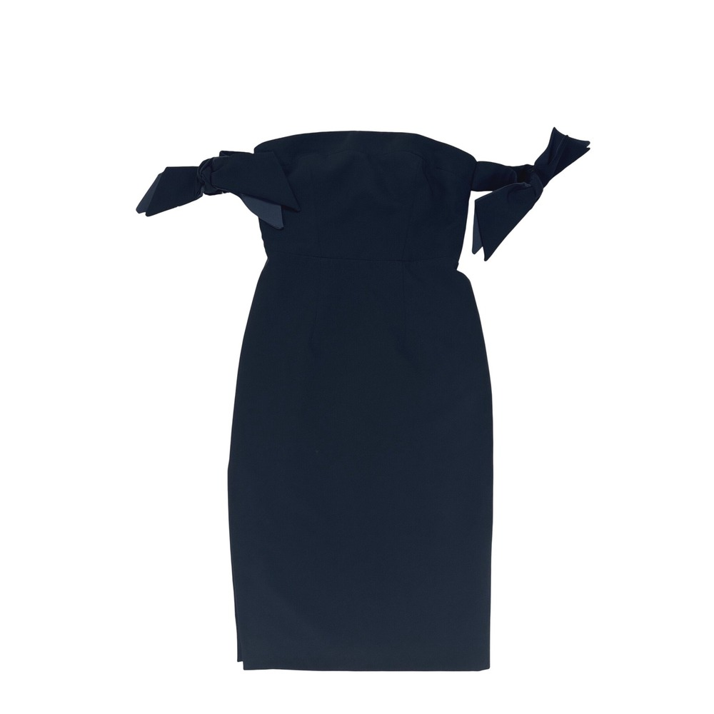 MILLY Black Brit‎ Off The Shoulder Bow Cady Pencil Dress size 4